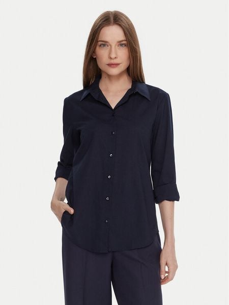 United Colors Of Benetton Koszula 5WPQDQ0AX Granatowy Regular Fit. Niebieskie koszule damskie United Colors Of Benetton, xs, bez wzorów, z bawełny, bez kołnierzyka, bez ramiączek. Za 99.99 zł.