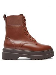 Tommy Hilfiger Trapery FW0FW08440 Brązowy. Brązowe trapery damskie Tommy Hilfiger, ze skóry, bez obcasa. Za 399.99 zł.