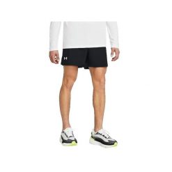 Spodenki do biegania męskie Under Armour Launch 5". Czarne szorty męskie Under Armour, z poliesteru, bez kołnierzyka. Za 99.99 zł.