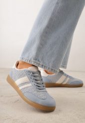 Niebieskie Sneakersy Kultowe Tenisówki z Plecioną Strukturą Loraebelle. Niebieskie trampki i tenisówki damskie Born2be, bez wzorów, z materiału. Za 99.99 zł.