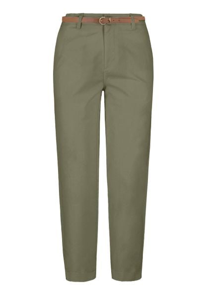 Bawełniane spodnie R-LANA. Brązowe spodnie materiałowe damskie Volcano, bez wzorów, z bawełny, klasyczne, z standardowym stanem. Za 169.99 zł.