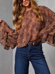 Milan Kiss Bluzka w kolorze jasnobrązowym rozmiar: XL. Brązowe bluzki damskie Milan Kiss, xl, bez wzorów, bez kołnierzyka, bez ramiączek. Za 165.99 zł.