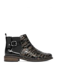 Rieker Botki CEO-Z4965-90 Brązowy ciemny. Brązowe botki damskie Rieker, ze skóry, bez obcasa, na płaskiej podeszwie, bez zapięcia. Za 389.99 zł.