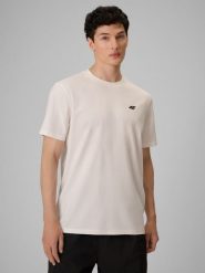 4F T-shirt relaxed z nadrukiem męski - biały M. Białe t-shirty męskie 4f, m, bez wzorów, z bawełny, bez kołnierzyka. W wyprzedaży za 39.99 zł.
