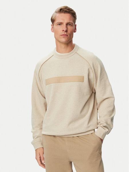 HUGO Bluza Dalim 50563104 Beżowy jasny Regular Fit. Brązowe bluzy bez kaptura męskie Hugo, l, z bawełny. Za 485.99 zł.