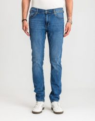 Męskie Spodnie Jeansowe Mustang Style Vegas Denim Blue 1017120 5000 623. Niebieskie spodnie materiałowe męskie Mustang, bez wzorów, z denimu. Za 199.99 zł.