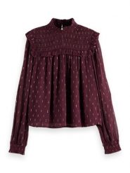 Scotch & Soda Bluzka w kolorze bordowym rozmiar: 40. Czerwone bluzki damskie Scotch & Soda, bez wzorów, bez kołnierzyka, bez ramiączek. Za 204.48 zł.