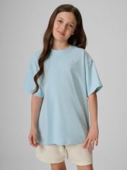 4F T-shirt loose gładki dziewczęcy - niebieski 158/164 (12-14 lat). Niebieskie koszulki dziewczęce 4f, bez wzorów, z dzianiny, bez ramiączek. Za 49.99 zł.