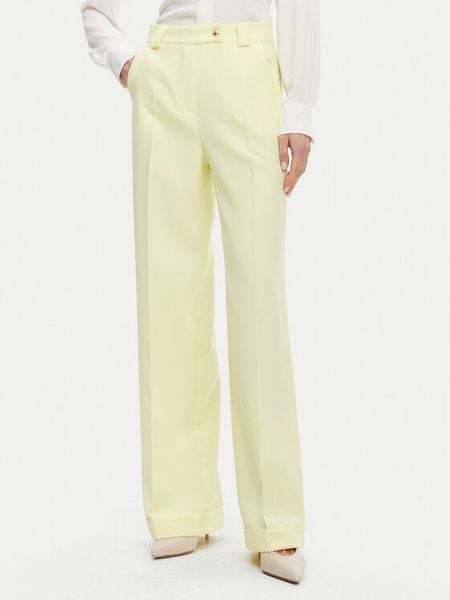 Maryley Spodnie materiałowe 25EB537/M26/43LL Żółty Regular Fit. Żółte spodnie materiałowe damskie Maryley, bez wzorów, z materiału. Za 129.99 zł.
