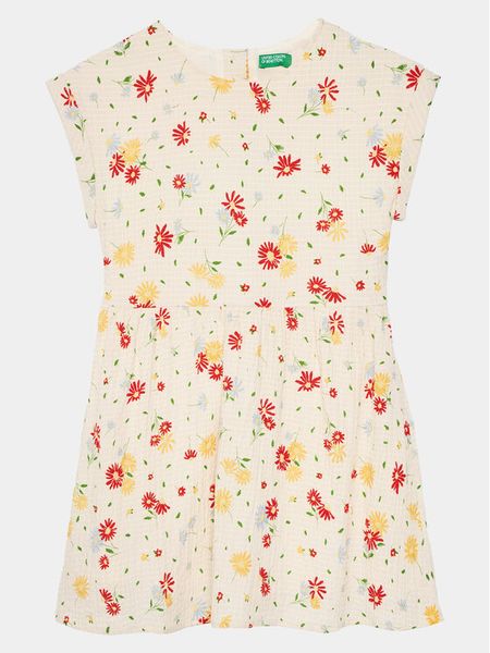 United Colors Of Benetton Sukienka codzienna 4RFGCV02A Beżowy Regular Fit. Brązowe sukienki dziewczęce United Colors Of Benetton, bez wzorów, z syntetyku, bez ramiączek. Za 89.99 zł.