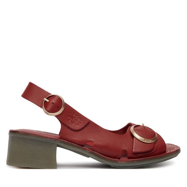 Sandały Fly London. Czerwone sandały damskie Fly London, bez wzorów, bez obcasa, na słupku. Za 505.99 zł.