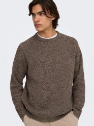 ONLY & SONS Sweter "Join" w kolorze brązowym rozmiar: XXL. Brązowe swetry męskie Only & Sons, xxl, bez wzorów, bez kołnierzyka. Za 174.95 zł.