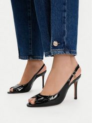 Nine West Sandały EO-TS6376-01 Czarny. Czarne sandały damskie Nine West, bez wzorów, ze skóry, bez obcasa, na szpilce. Za 279.99 zł.