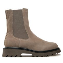 Sztyblety Tamaris. Szare botki damskie Tamaris, bez obcasa, na płaskiej podeszwie, bez zapięcia. Za 389.99 zł.