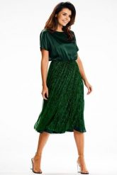 Elegancka sukienka midi z kimonowym rękawem zielona. Zielone sukienki damskie Awama, m, bez wzorów, eleganckie, bez kołnierzyka, bez ramiączek, midi. Za 399.00 zł.