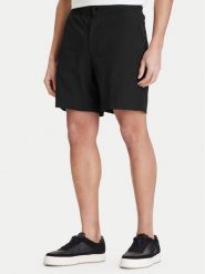 Calvin Klein Szorty materiałowe LV04LF610G Czarny Straight Fit. Czarne szorty męskie CALVIN KLEIN, z materiału, bez kołnierzyka. Za 329.99 zł.