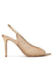 Aldo Sandały Skolas 14241525 Złoty. Żółte sandały damskie Aldo, bez wzorów, z materiału, bez obcasa, na szpilce. Za 499.99 zł.