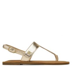 Sandały Tommy Hilfiger. Żółte sandały damskie Tommy Hilfiger, bez wzorów, bez obcasa, na płaskiej podeszwie. Za 439.99 zł.