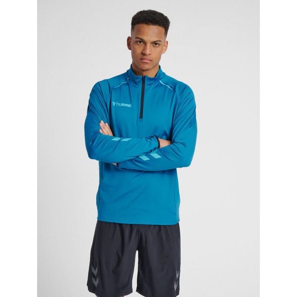 Bluza Hummel Half Zip hmlAUTHENTIC Pro. Niebieskie bluzy bez kaptura męskie HUMMEL, na jesień, bez wzorów, sportowe, bez kołnierzyka, bez ramiączek. W wyprzedaży za 249.00 zł.