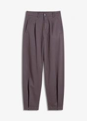 Spodnie barrel fit. Zielone spodnie materiałowe damskie bonprix, bez wzorów. Za 124.99 zł.