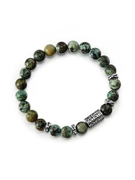 Uomo Bransoletka z turkusami rozmiar: onesize. Zielone biżuteria dla mężczyzn Uomo, z turkusem, srebrne. Za 126.45 zł.