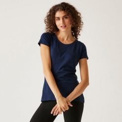 Carlie damska koszulka. Niebieskie t-shirty damskie Regatta, l, bez wzorów, z bawełny, bez kołnierzyka. Za 77.60 zł.
