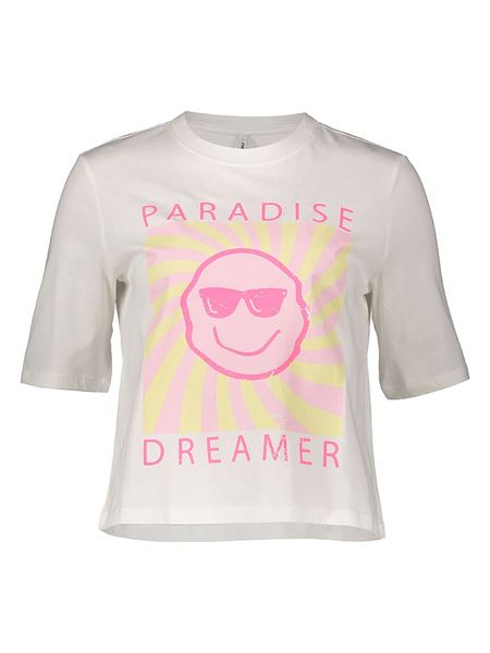 ONLY Koszulka w kolorze kremowym rozmiar: XL. Brązowe bluzki damskie Only, xl, bez wzorów, z bawełny, bez kołnierzyka. Za 44.30 zł.