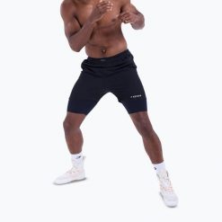 Spodenki treningowe męskie BOXRAW Sparring Club 2-in-1. Czarne szorty męskie BOXRAW, z elastanu, bez kołnierzyka. Za 329.99 zł.