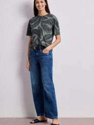 Street One Koszulka Kobiety Sztuczne włókno szary|zielony, 40. Szare t-shirty damskie Street One, bez wzorów, z wiskozy, bez kołnierzyka. Za 89.95 zł.