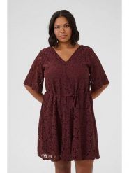 KAFFE curve Sukienka "Nima" w kolorze bordowym rozmiar: 44. Czerwone sukienki damskie KAFFE curve, na co dzień, bez wzorów, z koronki, bez kołnierzyka, bez ramiączek, mini, proste. Za 208.99 zł.