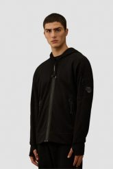 C.P. COMPANY Czarna rozpinana męska bluza Hooded Open. Czarne bluzy bez kaptura męskie C.P. Company, l, z bawełny. W wyprzedaży za 869.99 zł.