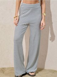 Spodnie wide leg w paski - wielobarwny. Spodnie materiałowe damskie Sinsay, bez wzorów. W wyprzedaży za 33.99 zł.
