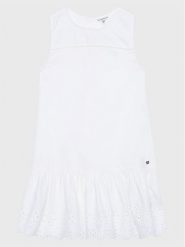 Guess Sukienka letnia J3GK10 WCVM0 Biały Regular Fit. Białe sukienki dziewczęce Guess, na lato, z aplikacjami, z bawełny, bez ramiączek. Za 379.99 zł.