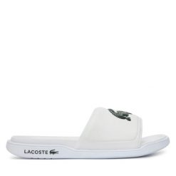 Klapki Lacoste. Białe klapki damskie Lacoste, bez wzorów, bez obcasa. Za 229.99 zł.