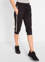 Spodnie sportowe 3/4 z bawełny. Czarne spodnie dresowe damskie bonprix, z bawełny. Za 92.99 zł.