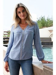 Bleu d'Azur Bluzka "Meri" w kolorze niebieskim rozmiar: 36. Niebieskie bluzki damskie Bleu d'Azur, w ażurowe wzory, klasyczne, bez kołnierzyka, bez ramiączek. Za 144.92 zł.