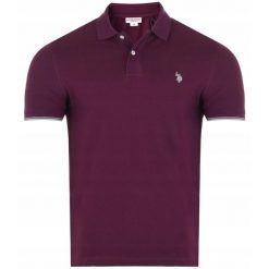 Koszulka polo dla mężczyzn U.S. Polo Assn. Fioletowe koszulki polo męskie U.S. Polo Assn., m, bez wzorów, bez ramiączek. Za 114.99 zł.