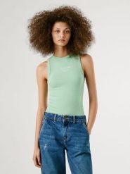 Pepe Jeans Top "Viv" w kolorze jasnozielonym rozmiar: XL. Zielone topy damskie Pepe Jeans, xl, bez wzorów, z jeansu, bez kołnierzyka. Za 83.42 zł.