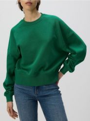Bawełniana bluza - zielony. Zielone bluzy bez kaptura damskie Reserved, l, z bawełny. W wyprzedaży za 79.99 zł.