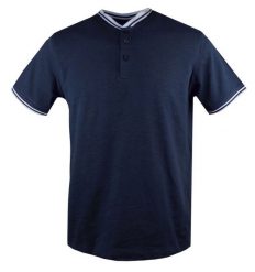 Męski T-Shirt, Dekolt z Guzikami - Pako Jeans - Kolor Granatowy. Niebieskie t-shirty męskie Pako Jeans, l, bez wzorów, z bawełny, bez kołnierzyka. Za 89.00 zł.