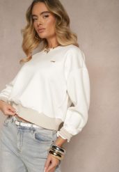 Biała Bluza Ozdobiona Metaliczną Nicią Ilatraen. Białe bluzy bez kaptura damskie Renee, l, z jeansu. Za 54.99 zł.
