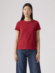 Levi's Koszulka w kolorze czerwonym rozmiar: XS. Czerwone bluzki damskie Levi's, s, bez wzorów, z bawełny, bez kołnierzyka, bez ramiączek. Za 41.49 zł.
