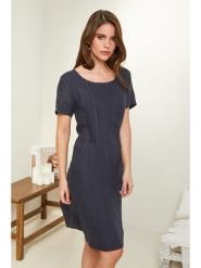 Rodier Lin Lniana sukienka w kolorze granatowym rozmiar: S/M. Niebieskie sukienki damskie Rodier Lin, na co dzień, m, bez wzorów, ze lnu, bez kołnierzyka, bez ramiączek, midi, proste. Za 136.45 zł.
