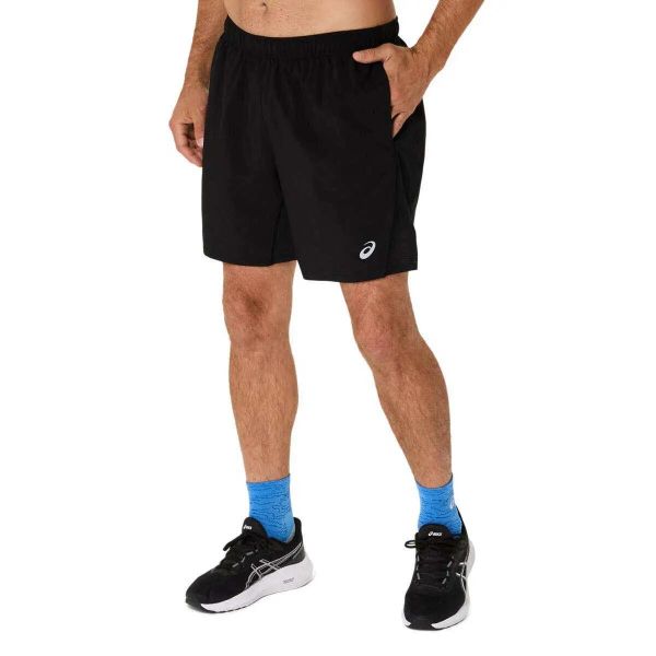 Pantalon Asics Core 7in Short 2011d213 001 S. Czarne szorty męskie Asics, bez wzorów, z materiału. Za 196.60 zł.