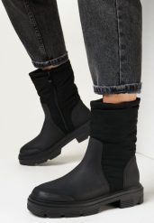 Czarne Botki Sztyblety z Pikowaną Cholewką Emele. Czarne botki damskie Born2be, z jeansu, eleganckie, bez obcasa, na obcasie, bez zapięcia. Za 169.99 zł.