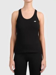 4F Top sportowy w kolorze czarnym rozmiar: XL. Czarne topy damskie 4f, xl, bez wzorów, z materiału, bez kołnierzyka. Za 22.99 zł.