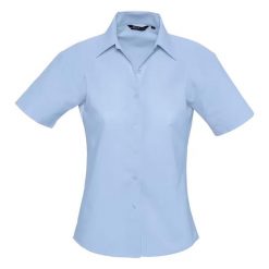 Bluzka Z Krótkim Rękawem Elite Oxford Dla Pań I Panów. Niebieskie bluzki damskie SOL'S, s, bez wzorów, casualowe, bez kołnierzyka, bez ramiączek. Za 131.99 zł.
