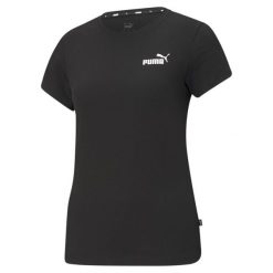 Koszulka fitness damska Puma ESS Small Logo Tee. Czarne bluzki damskie Puma, xs, bez wzorów, z bawełny, sportowe, bez kołnierzyka, bez ramiączek. W wyprzedaży za 77.40 zł.