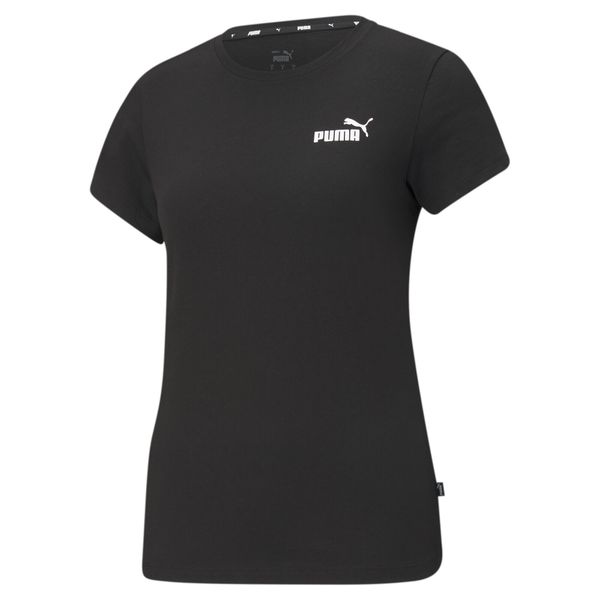 Koszulka fitness damska Puma ESS Small Logo Tee. Czarne bluzki damskie Puma, xs, bez wzorów, z bawełny, sportowe, bez kołnierzyka, bez ramiączek. W wyprzedaży za 77.40 zł.