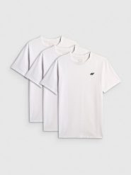 4F T-shirt regular gładki męski (3-pack) - biały L. Białe t-shirty męskie 4f, l, bez wzorów, z bawełny, bez kołnierzyka. Za 129.99 zł.